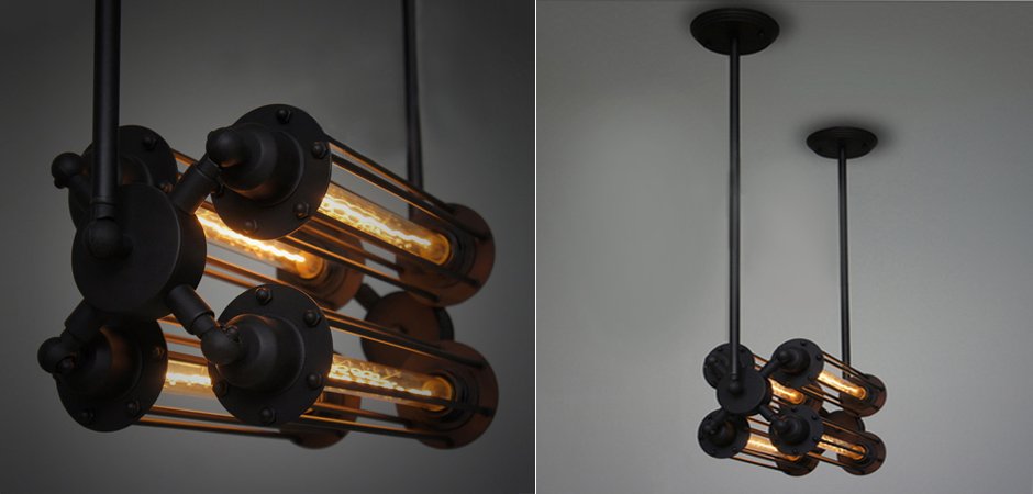 Подвесной светильник Loft Industrial Edison Cage Horizontal Quatro Подвесной светильник Loft Industrial Edison Cage Horizontal Quatro - Loft-Concept в Рязани