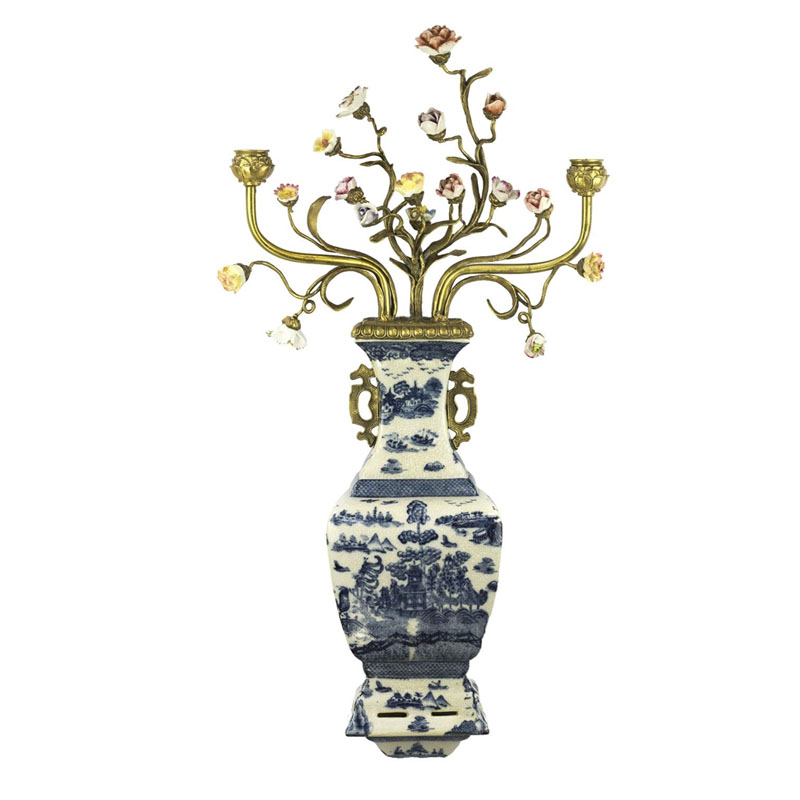 Подсвечник Flowers In A Vase Белый Синий Бронза Подсвечник Flowers In A Vase Белый Синий Бронза в Рязани | Loft Concept