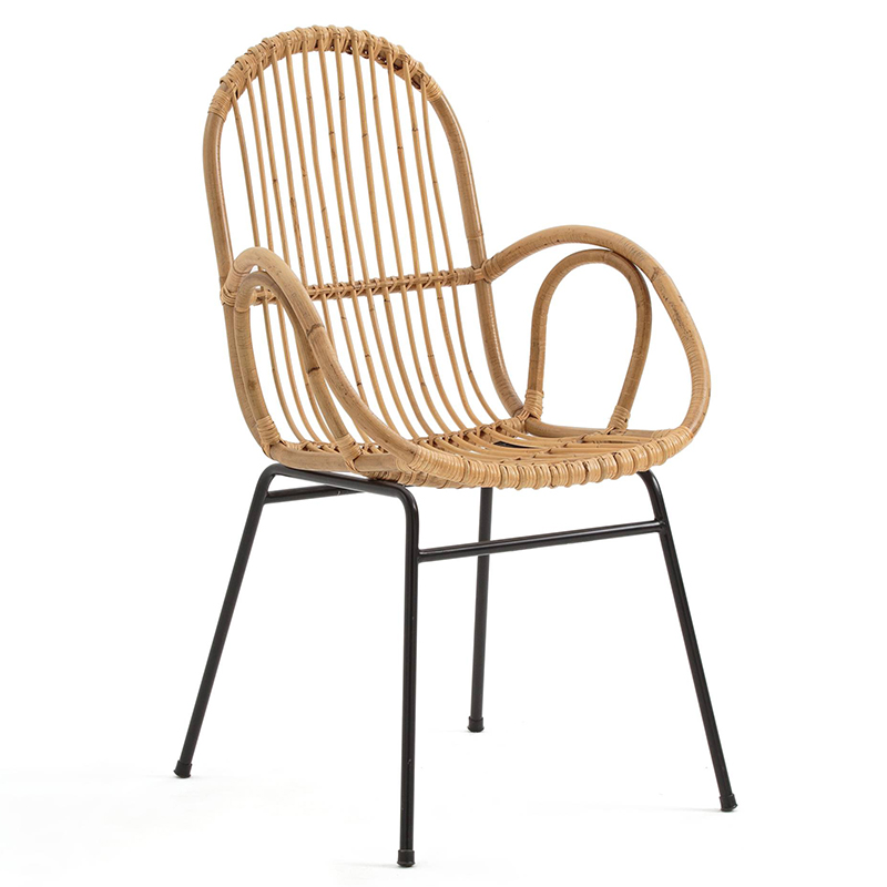 Стул Lucca Wicker Chair Бежевый Черный Стул Lucca Wicker Chair Бежевый Черный в Рязани | Loft Concept