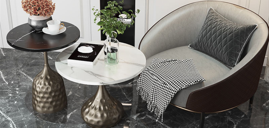 Приставной стол Cluster Surface Bronze White Stone Side Table Приставной стол Cluster Surface Bronze White Stone Side Table - Loft-Concept в Рязани