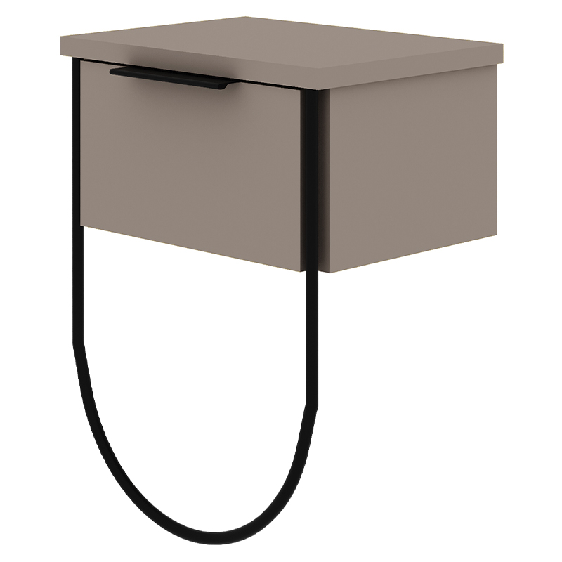 Прикроватная тумба бежево-серого цвета с откидной дверцей NORFOLK NIGHTSTAND LIGHT MOCHA Бежево-серый Черный Прикроватная тумба бежево-серого цвета с откидной дверцей NORFOLK NIGHTSTAND LIGHT MOCHA Бежево-серый Черный в Рязани | Loft Concept