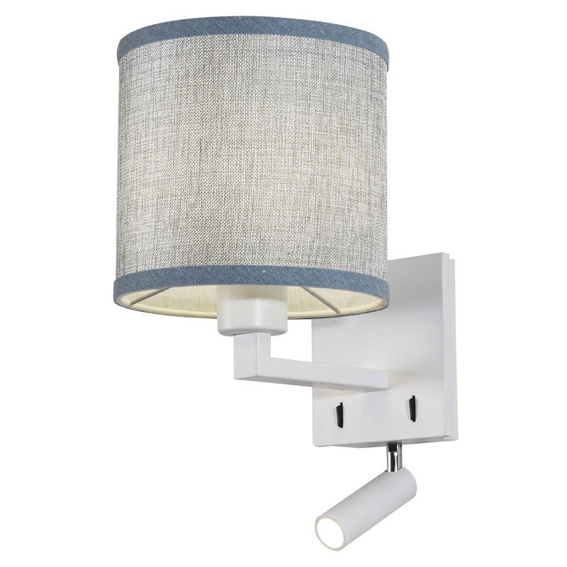 Бра с абажуром и поворотным спотом Trumpet Lamp White Серый Белый Бра с абажуром и поворотным спотом Trumpet Lamp White Серый Белый в Рязани | Loft Concept