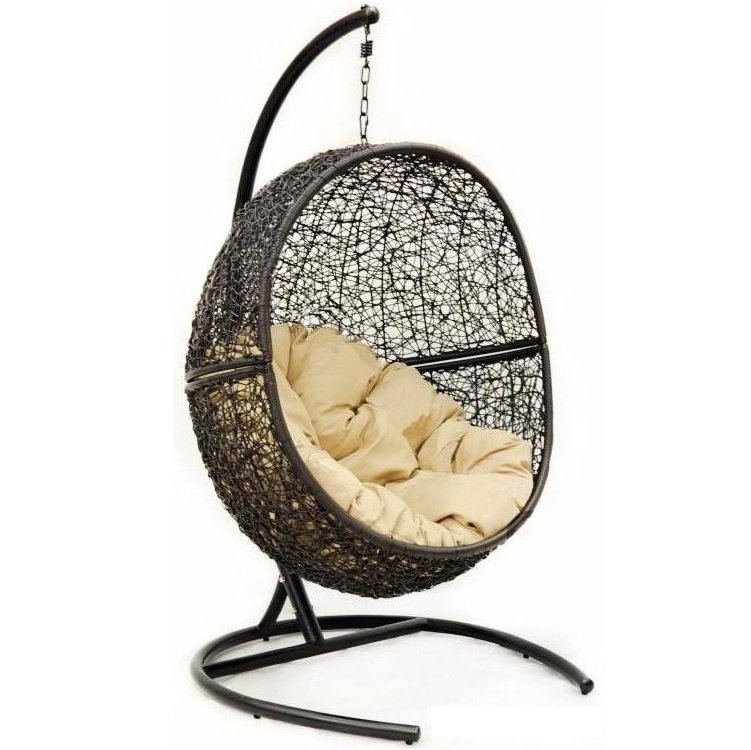 Подвесное уличное кресло Egg Cage Коричневый Кремовый Подвесное уличное кресло Egg Cage Коричневый Кремовый в Рязани | Loft Concept