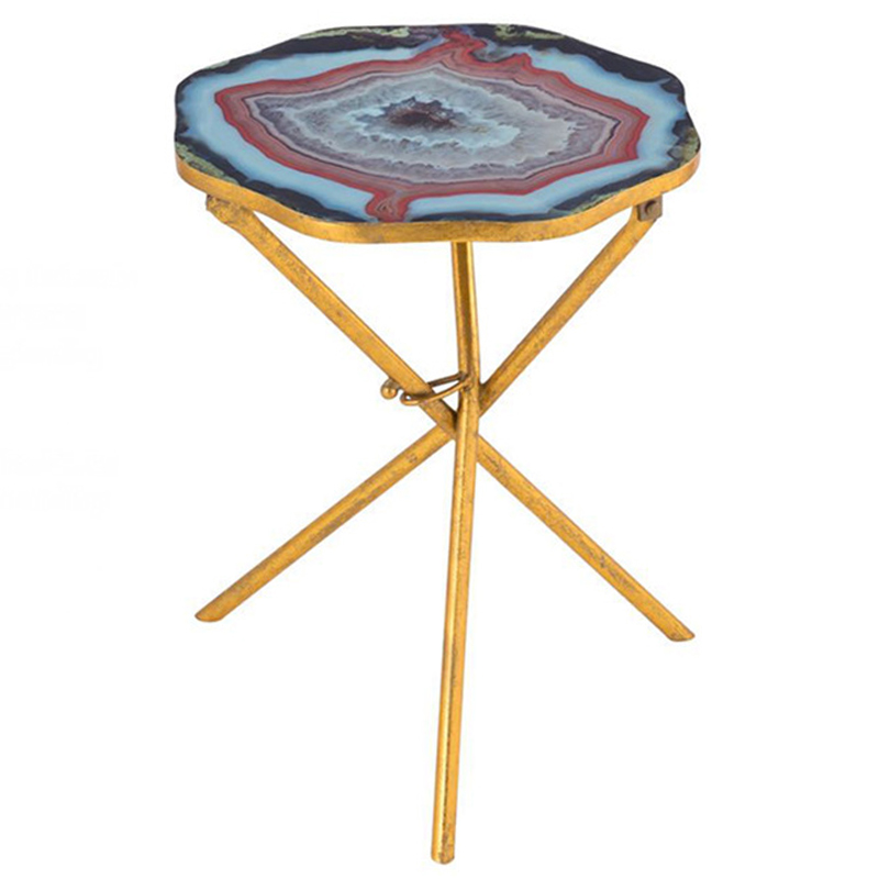 Приставной стол Agate Design Red Gold Side Table Золотой Мульти Приставной стол Agate Design Red Gold Side Table Золотой Мульти в Рязани | Loft Concept