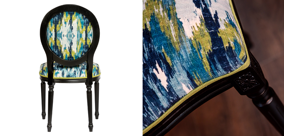 Мягкий стул с сине-зеленым узором Ikat Pattern Мягкий стул с сине-зеленым узором Ikat Pattern - Loft-Concept в Рязани