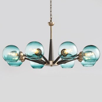 Люстра Thalia chandelier Blue glass Золотой Светло-голубой Черный Люстра Thalia chandelier Blue glass Золотой Светло-голубой Черный в Рязани | Loft Concept
