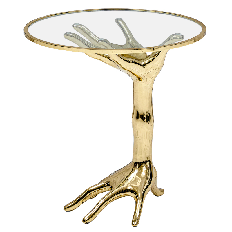 Приставной стол Amalia Hand Side Table Глянцевое золото Прозрачное Стекло Приставной стол Amalia Hand Side Table Глянцевое золото Прозрачное Стекло в Рязани | Loft Concept