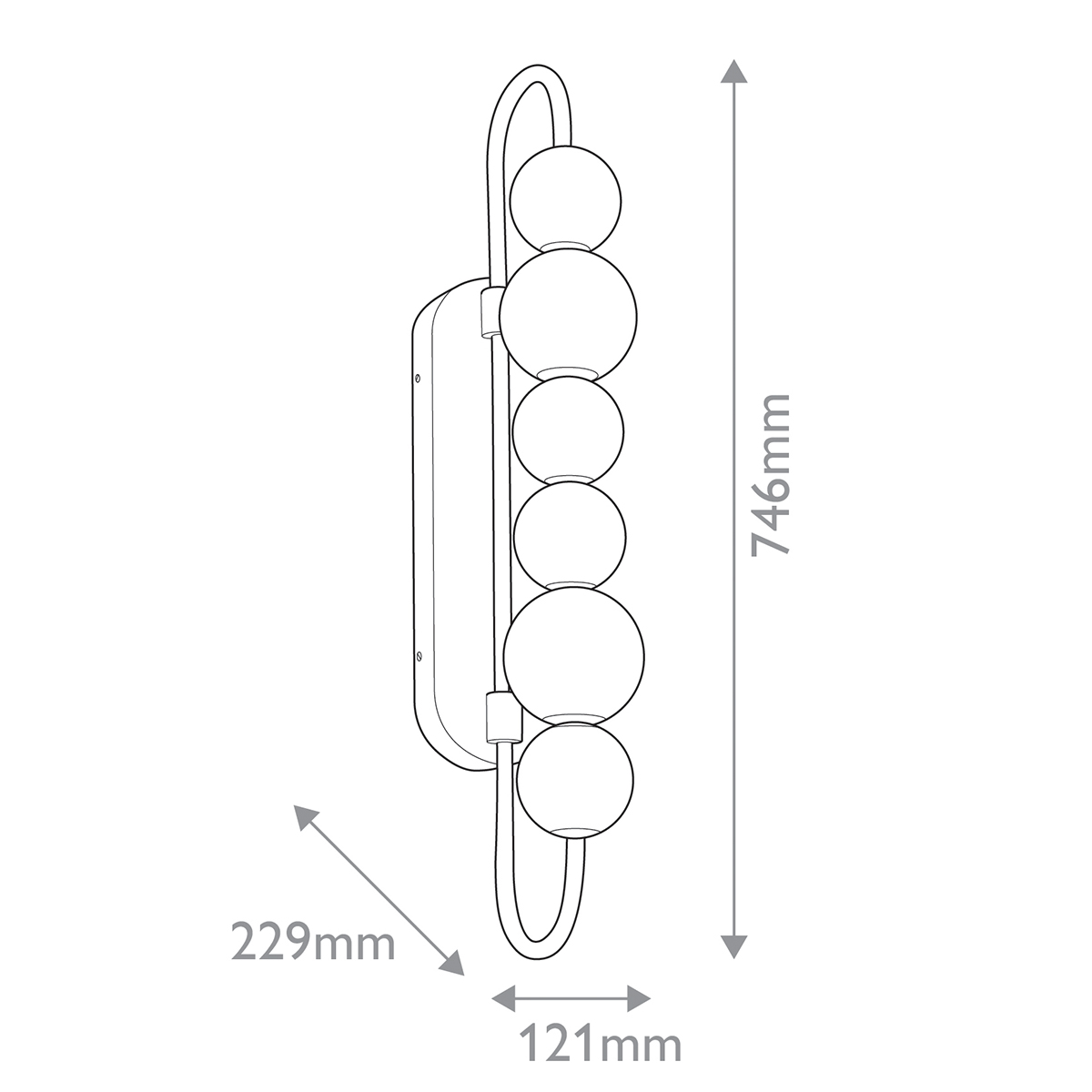 Бра цвета латунь с 6-ю рифлеными плафонами шаровидной формы Alora в Рязани