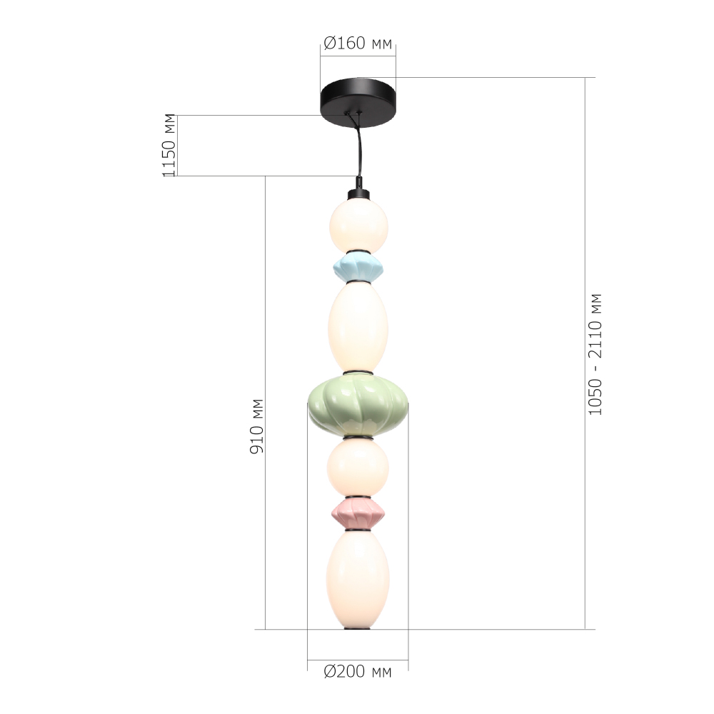 Подвесной светильник фигурный с керамическими элементами 32W LED Fragrant Light в Рязани
