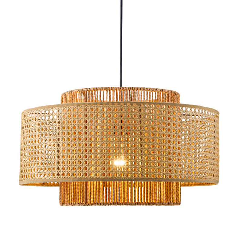 Подвесной светильник с абажуром из плтеного бамбука Light Inside the Cell Бежевый Черный в Рязани | Loft Concept 