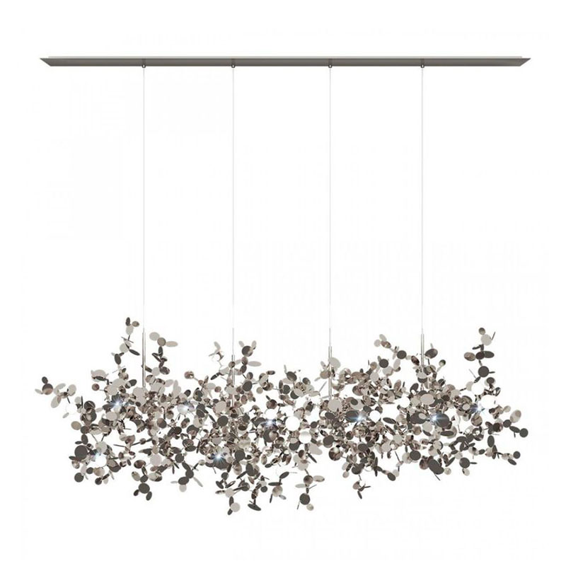 Люстра Terzani Argent Suspension Linear Silver  длина 120 см Серебряный в Рязани | Loft Concept 