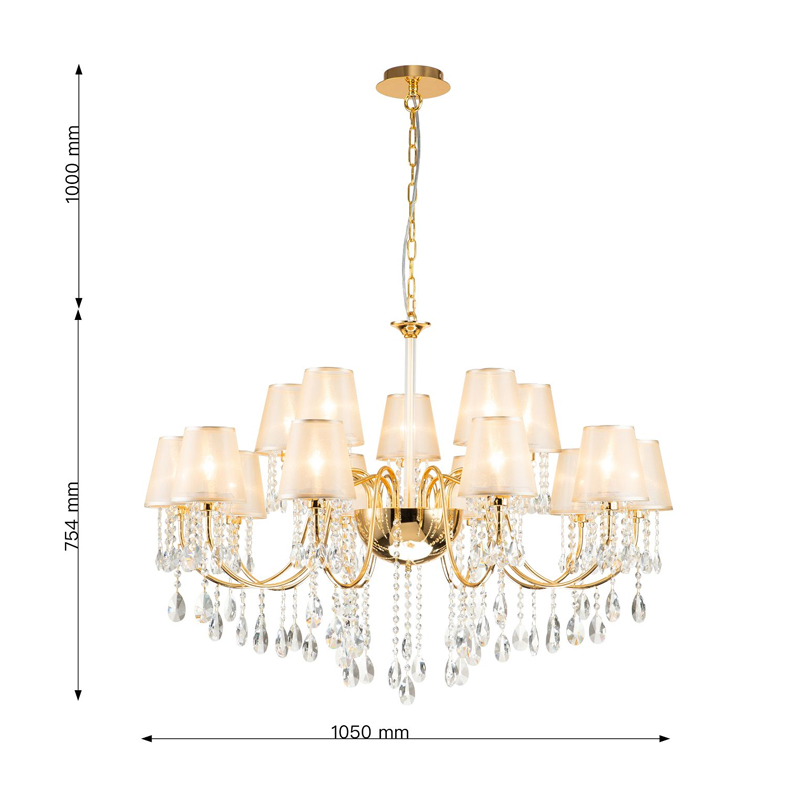 Двухъярусная люстра золотого цвета с хрустальным декором Dainty Light Двухъярусная люстра золотого цвета с хрустальным декором Dainty Light в Рязани