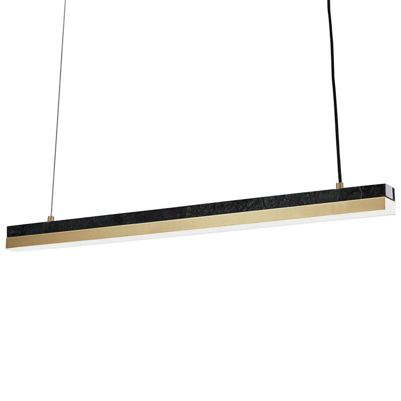 Линейный подвесной светильник Dominik Marble Linear Hanging Lamp Черный Мрамор Nero Золотой Линейный подвесной светильник Dominik Marble Linear Hanging Lamp Черный Мрамор Nero Золотой в Рязани | Loft Concept