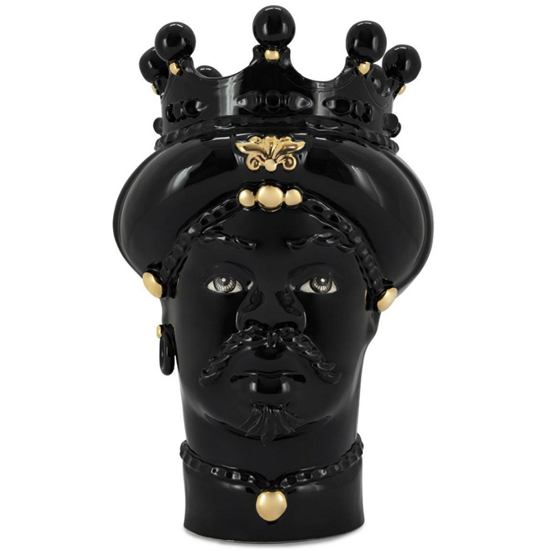 Ваза Vase Moro Man All Black and Gold Черный Золотой Ваза Vase Moro Man All Black and Gold Черный Золотой в Рязани | Loft Concept