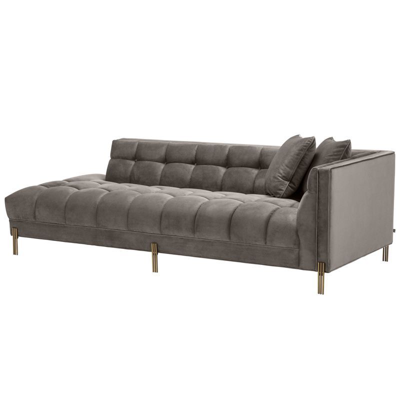 Кушетка Eichholtz Lounge Sofa Sienna Right Серый Матовая латунь Кушетка Eichholtz Lounge Sofa Sienna Right Серый Матовая латунь в Рязани | Loft Concept