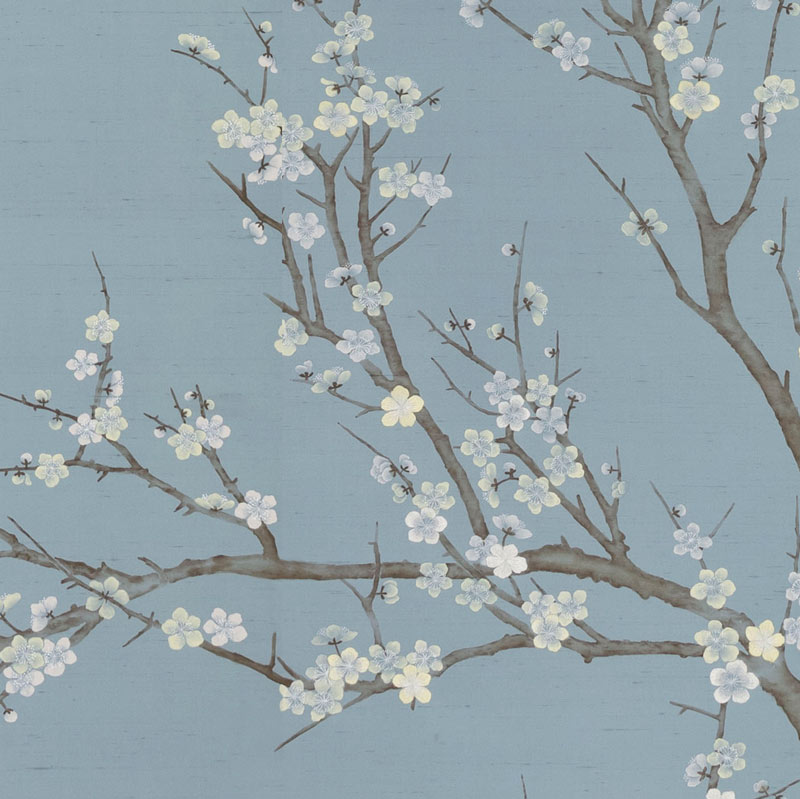 Обои ручная роспись Nara Original colourway on Summer Sky slub silk Обои ручная роспись Nara Original colourway on Summer Sky slub silk в Рязани | Loft Concept