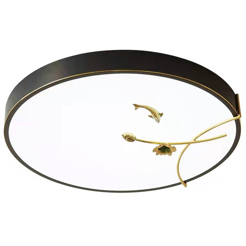 Круглый потолочный светильник Gold Fish Round Ceiling Lamp Black Черный Черный Белый Зеленый в Рязани | Loft Concept 