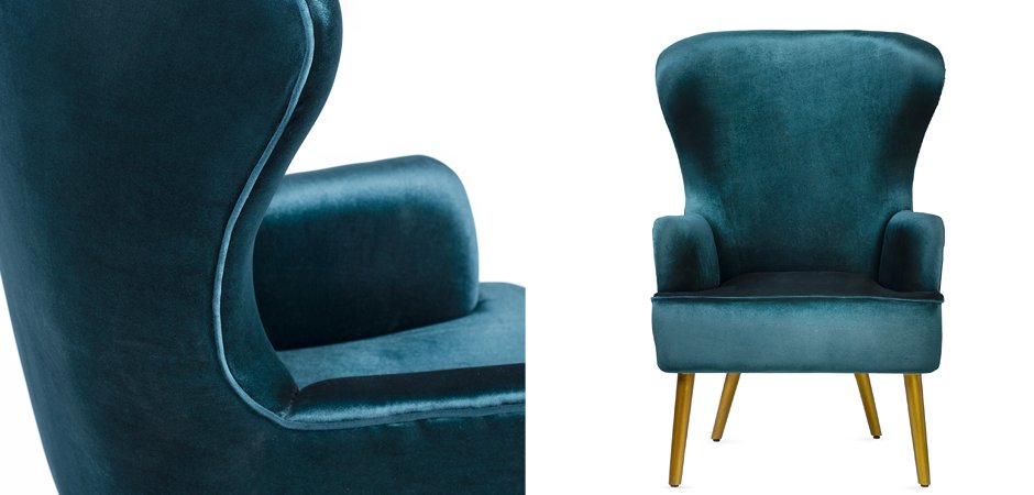 Кресло Wingback Dining Chair turquoise velor Кресло Wingback Dining Chair turquoise velor - Loft-Concept в Рязани