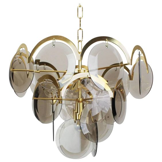 Люстра 1960S VISTOSI SMOKED GLASS DISC CHANDELIER Золотой Стекло Смок Люстра 1960S VISTOSI SMOKED GLASS DISC CHANDELIER Золотой Стекло Смок в Рязани | Loft Concept
