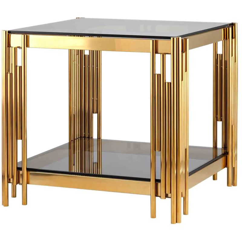Стол приставной Collection ACCORD Gold Глянцевое золото Стекло Смок Стол приставной Collection ACCORD Gold Глянцевое золото Стекло Смок в Рязани | Loft Concept