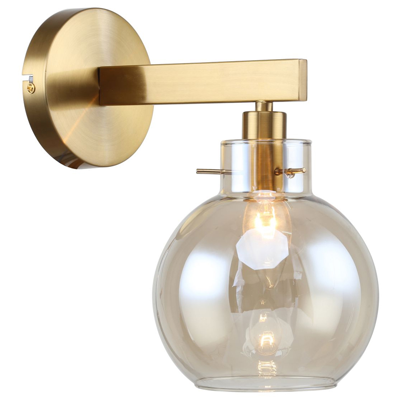 Бра с плафоном коньячного цвета Carmella Globe Brass Латунь Коньяк Бра с плафоном коньячного цвета Carmella Globe Brass Латунь Коньяк в Рязани | Loft Concept
