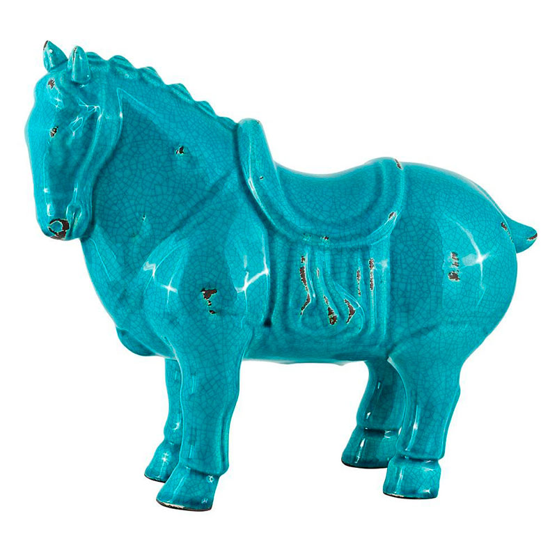 Фигурка керамика синяя лошадь большая Blue Horse Бирюзовый Фигурка керамика синяя лошадь большая Blue Horse Бирюзовый в Рязани | Loft Concept
