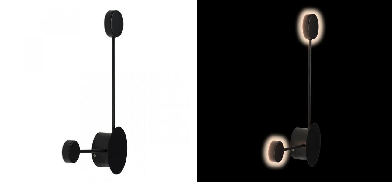 Бра Лофт Vibia Pin Wall Light 2 плафона Черный цвет - фото №1