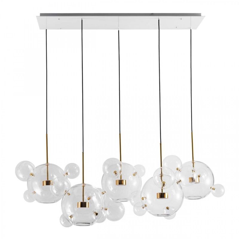 Линейный Светодиодный Светильник Giopato & Coombes Bubble Chandelier Linear Circle 5 плафонов Белый Золотой Прозрачное Стекло Линейный Светодиодный Светильник Giopato & Coombes Bubble Chandelier Linear Circle 5 плафонов Белый Золотой Прозрачное Стекло в Рязани | Loft Concept