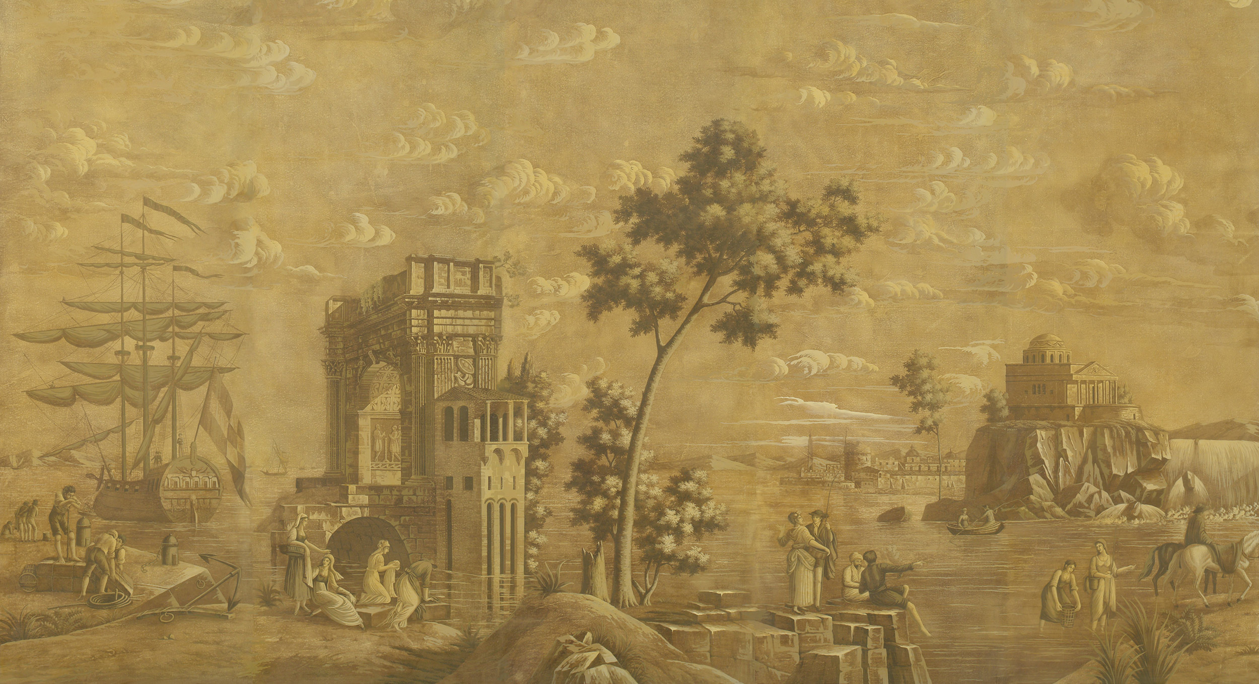 Обои ручная роспись Views of Italy Sepia Обои ручная роспись Views of Italy Sepia - постер Loft-Concept в Рязани