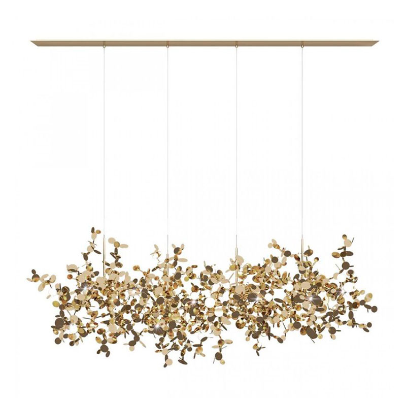 Люстра Terzani Argent Suspension Linear Gold длина 120 см Золотой в Рязани | Loft Concept 