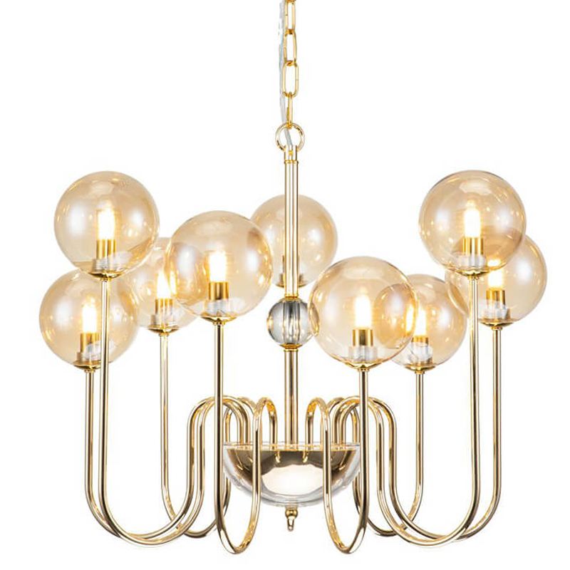 Люстра Sheiry Glass Ball Chandelier 9 Глянцевое золото Янтарный Люстра Sheiry Glass Ball Chandelier 9 Глянцевое золото Янтарный в Рязани | Loft Concept