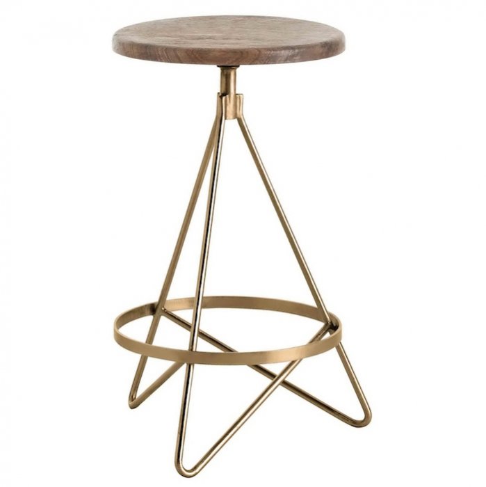 Барный стул Industrial Vintage Brass Iron Swivel Bar Stool Золотой Коричневый Барный стул Industrial Vintage Brass Iron Swivel Bar Stool Золотой Коричневый в Рязани | Loft Concept