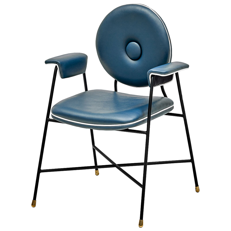 Стул с подлокотниками Oliver Chair II Черный Синий Стул с подлокотниками Oliver Chair II Черный Синий в Рязани | Loft Concept