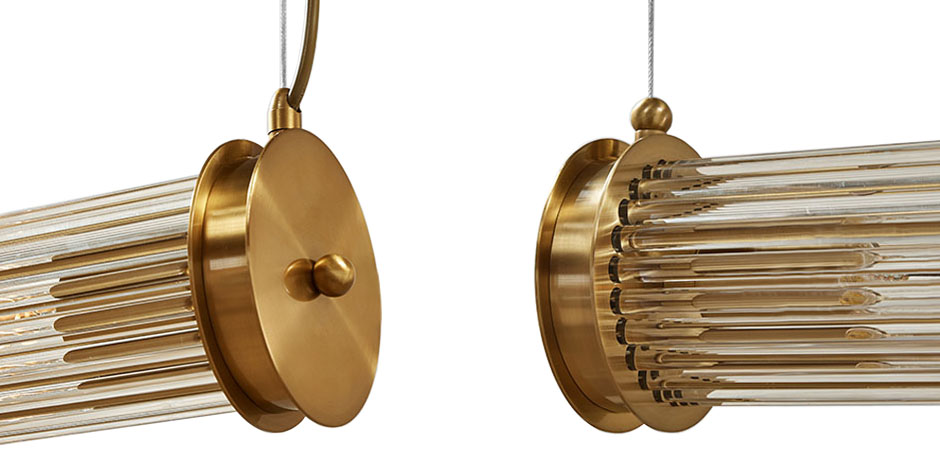 Подвесной светильник Glass TUBE Pendant Double Gold Подвесной светильник Glass TUBE Pendant Double Gold - Loft-Concept в Рязани
