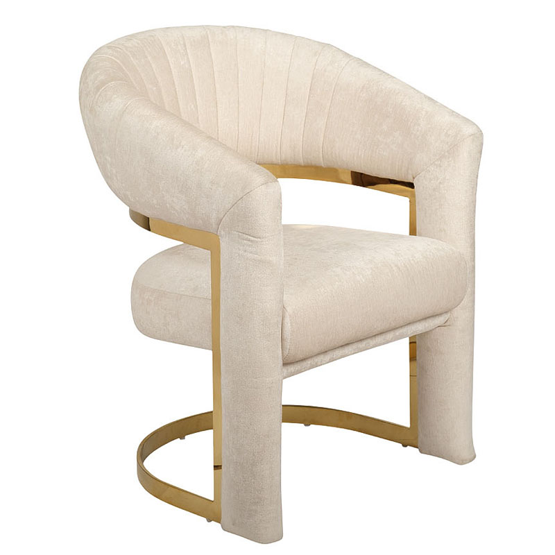 Полукресло Valbonne Chair cream velour Кремовый Глянцевое золото Полукресло Valbonne Chair cream velour Кремовый Глянцевое золото в Рязани | Loft Concept