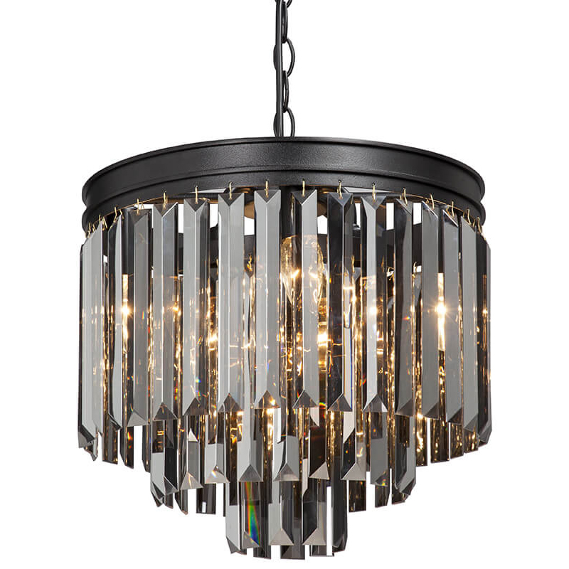 Люстра ODEON Gray glass 3-TIER Black Серое стекло D 36 Черный матовый Люстра ODEON Gray glass 3-TIER Black Серое стекло D 36 Черный матовый в Рязани | Loft Concept