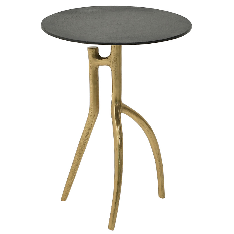 Круглый приставной стол Dawud Side Table Черный Золотой Круглый приставной стол Dawud Side Table Черный Золотой в Рязани | Loft Concept
