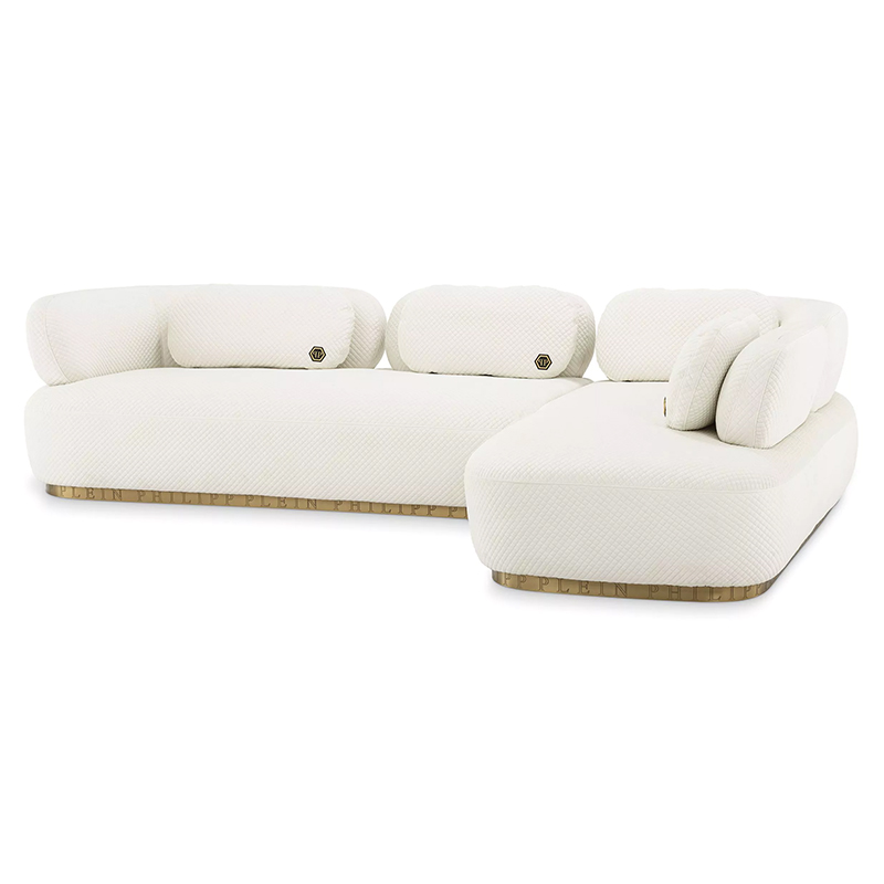 Диван Philipp Plein Sofa Signature Lounge Белый Белый Золотой Диван Philipp Plein Sofa Signature Lounge Белый Белый Золотой в Рязани | Loft Concept