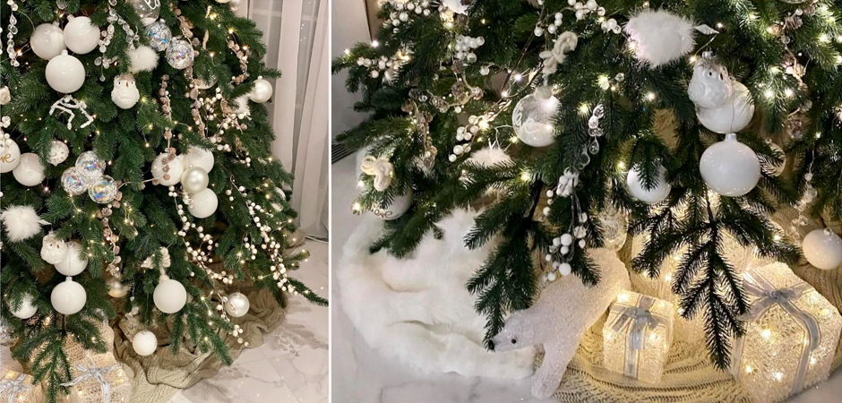 Дизайнерская Елка с Белым Декором Christmas Tree White Balls Дизайнерская Елка с Белым Декором Christmas Tree White Balls - Loft-Concept в Рязани