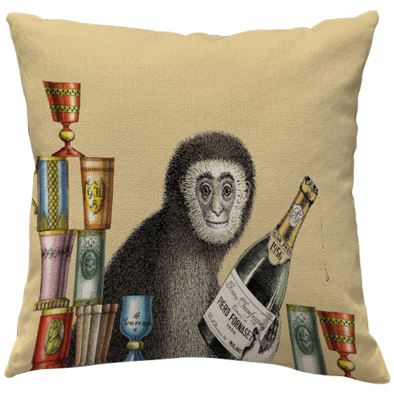 Декоративная подушка Fornasetti Aperitivo 1 Бежевый Серый Мульти Декоративная подушка Fornasetti Aperitivo 1 Бежевый Серый Мульти в Рязани | Loft Concept