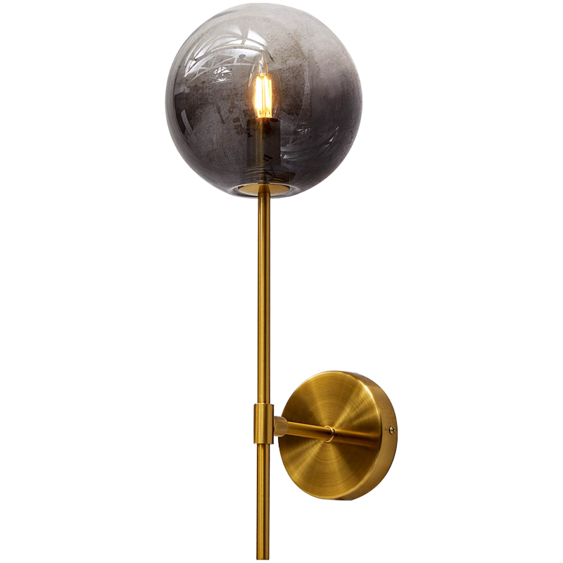 Бра стеклянный плафон шар Urmila Wall Lamp Серое стекло Золотой Серый Бра стеклянный плафон шар Urmila Wall Lamp Серое стекло Золотой Серый в Рязани | Loft Concept