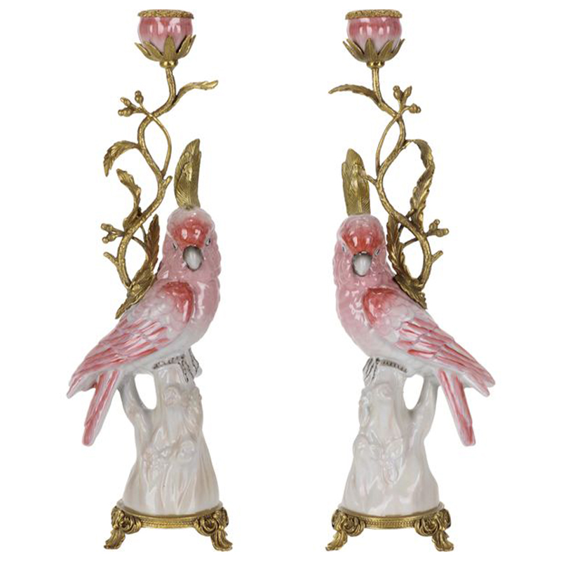 Подсвечник Pink Red Parrot Candlestick L or R Бронза Розовый (Rose) Красный Подсвечник Pink Red Parrot Candlestick L or R Бронза Розовый (Rose) Красный в Рязани | Loft Concept