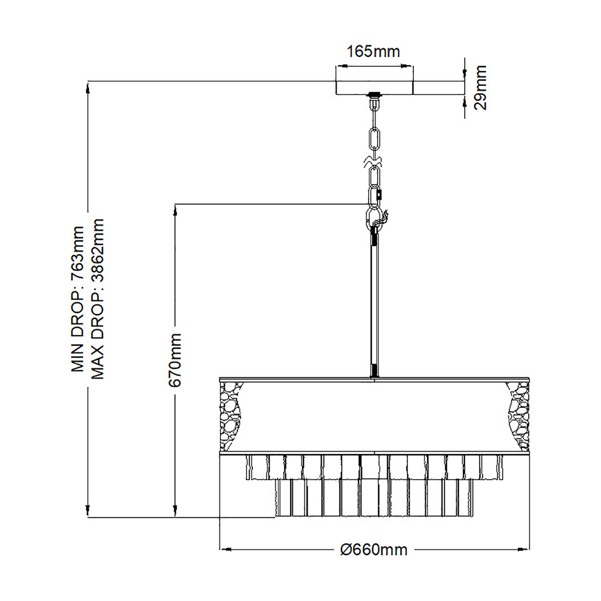 Люстра круглая с подвесками из текстурированного стекла молочного цвета Hinkley в Рязани