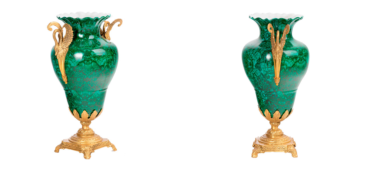 Ваза фарфоровая малахит Malachite - фото