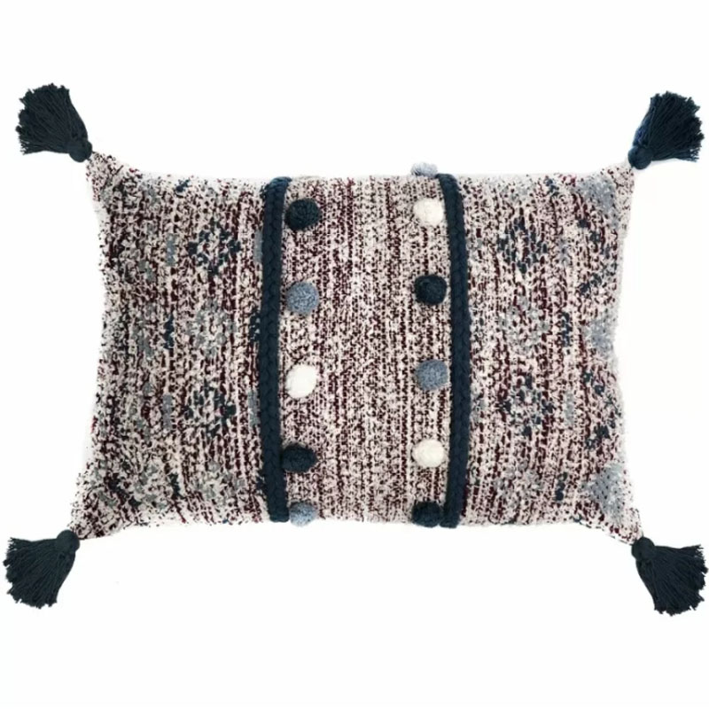 Подушка Lari Blue Ikat с кисточками Мульти Подушка Lari Blue Ikat с кисточками Мульти в Рязани | Loft Concept