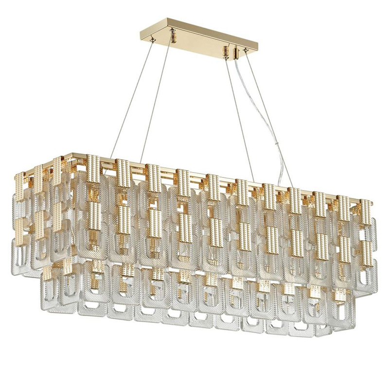 Люстра Ribbed Elements Pendant Linear Золотой Прозрачное Стекло Люстра Ribbed Elements Pendant Linear Золотой Прозрачное Стекло в Рязани | Loft Concept