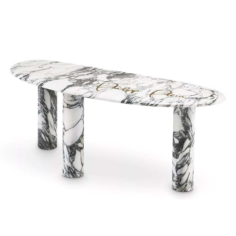Консоль Philipp Plein Console Table Forte Белый Мрамор Bianco Золотой в Рязани | Loft Concept 