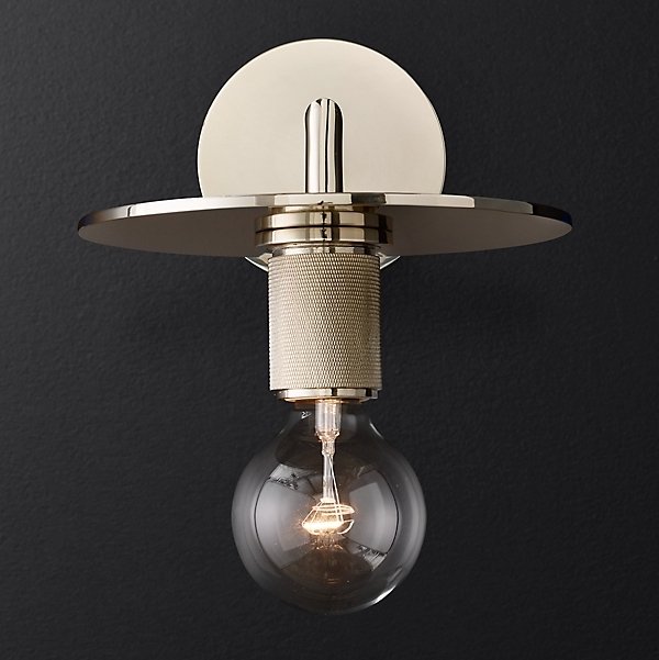 Бра RH Utilitaire Knurled Disk Shade Sconce Silver Никель Бра RH Utilitaire Knurled Disk Shade Sconce Silver Никель в Рязани | Loft Concept