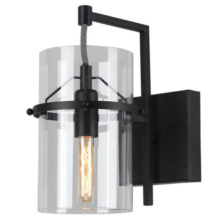 Бра Glass Cylinder Sconces Черный Прозрачный Бра Glass Cylinder Sconces Черный Прозрачный в Рязани | Loft Concept