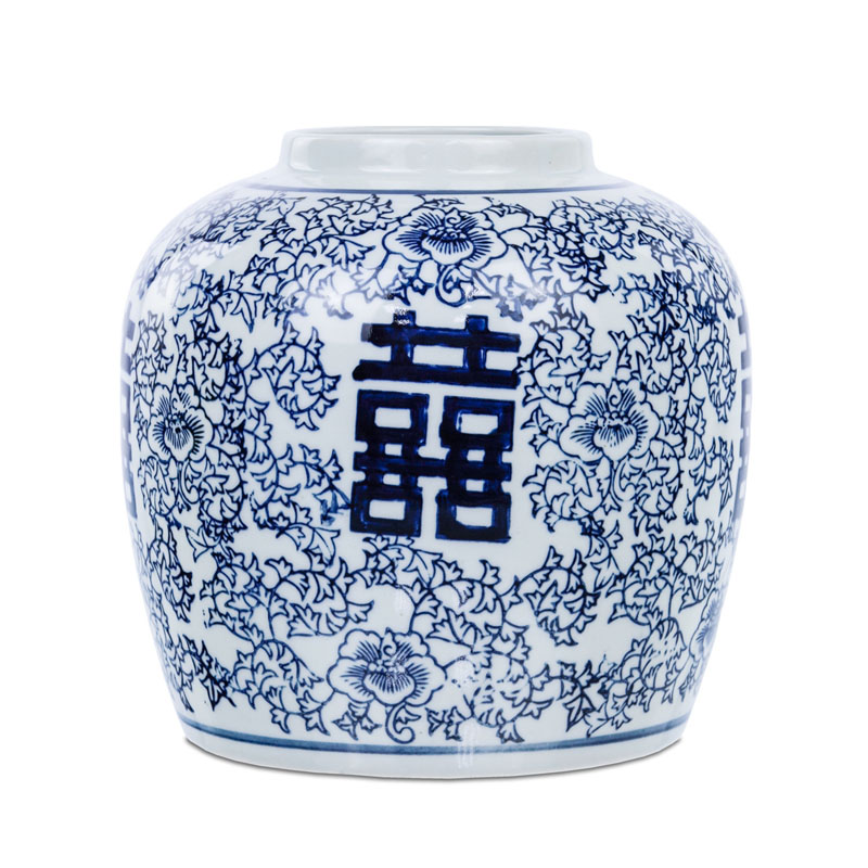 Китайская ваза Blue & White Ornament Vase Белый Синий Китайская ваза Blue & White Ornament Vase Белый Синий в Рязани | Loft Concept
